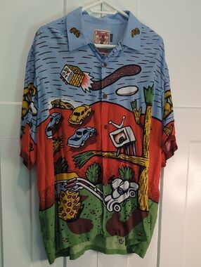 Rare Vintage 1990's Mambo Button Down Loud Shirt. Artist Reg Mambo Size XXL